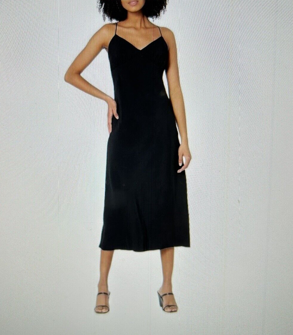 Madewell Layton Sadie Midi Cami- Slip Dress In True Black Size 14
