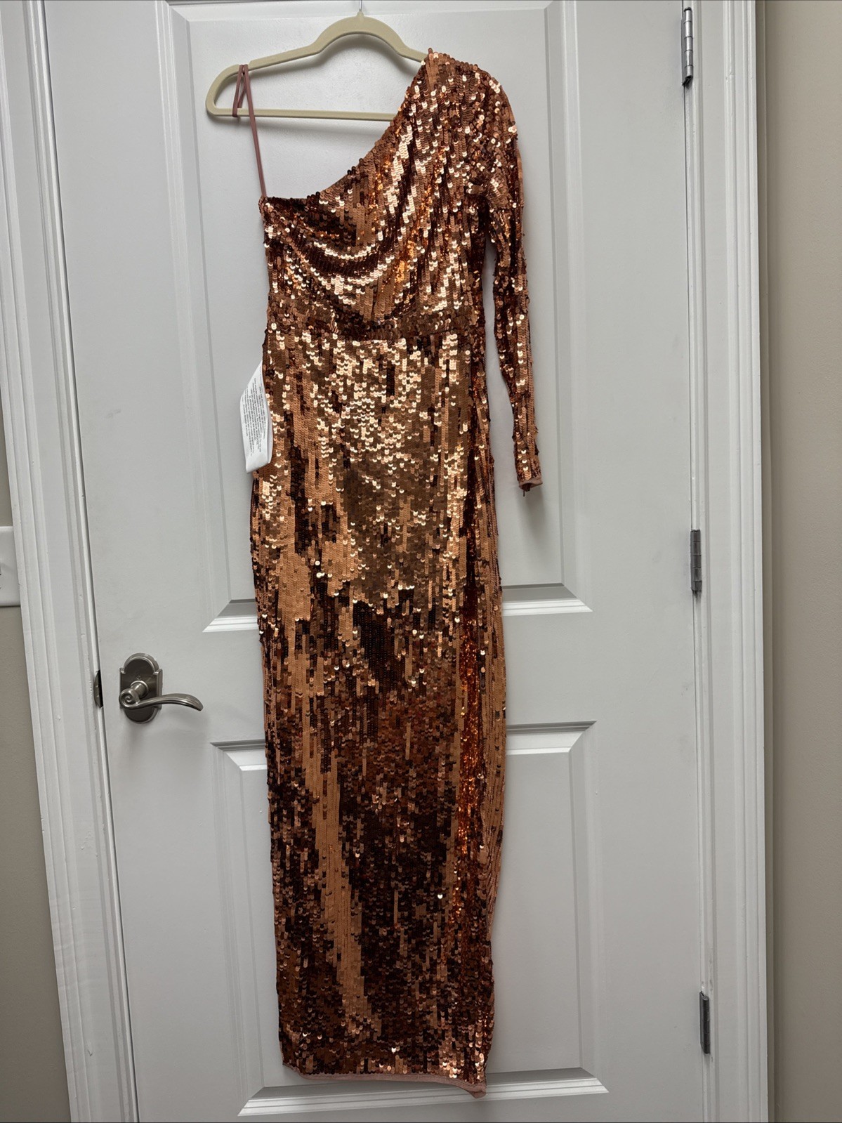 Mac Duggal Size 2 Copper 10788 Sequined Maxi Formal Evening Dress Prom Gown New