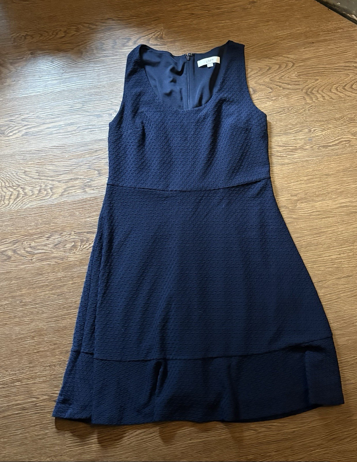 LOFT Dress Womens 10 Blue Knit Sleeveless Fit & Flare Knee Length Work Office