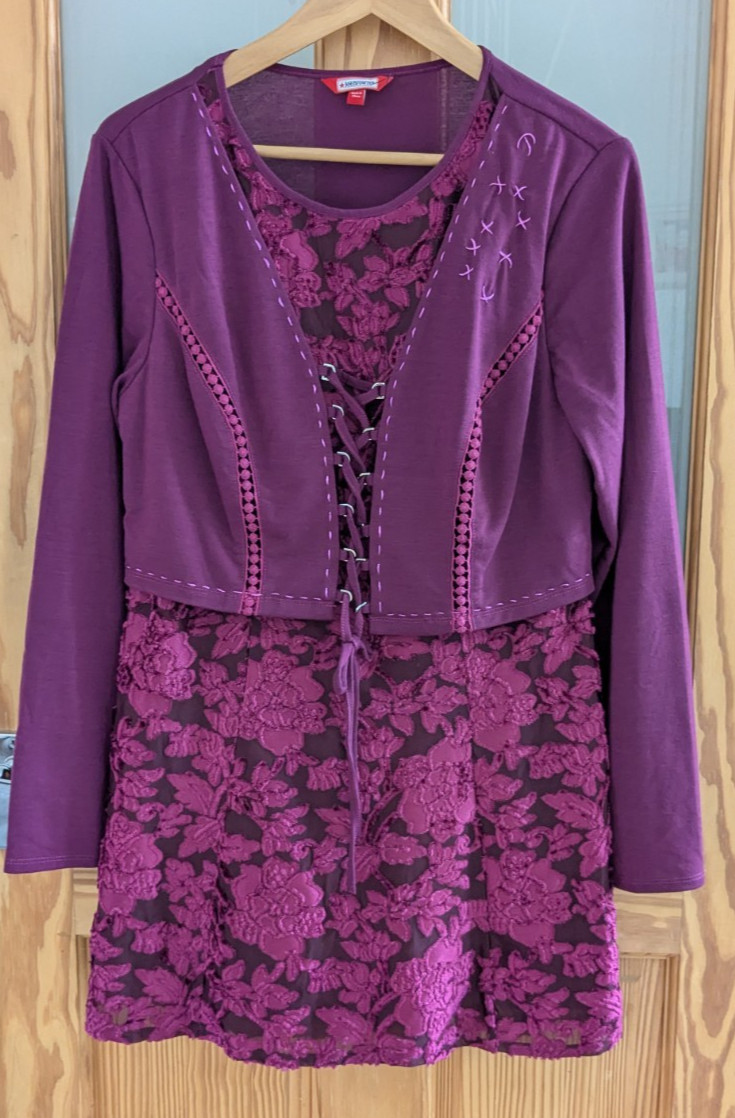 JOE BROWNS DESIGNER BURGUNDY / PLUM TWIN SET ALL IN ONE UK SIZE 14