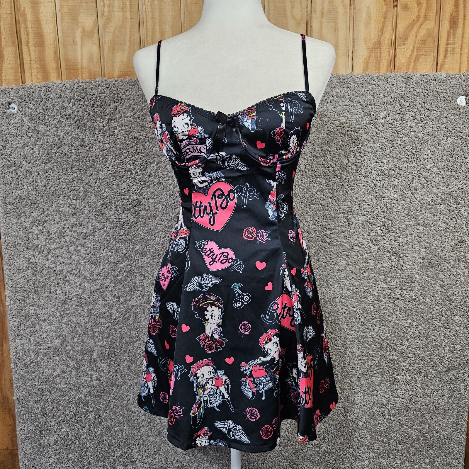 Dolls Kill Betty Boop Tough A-Line Mini Dress Sz XS w/ Shrug Underwire Satin