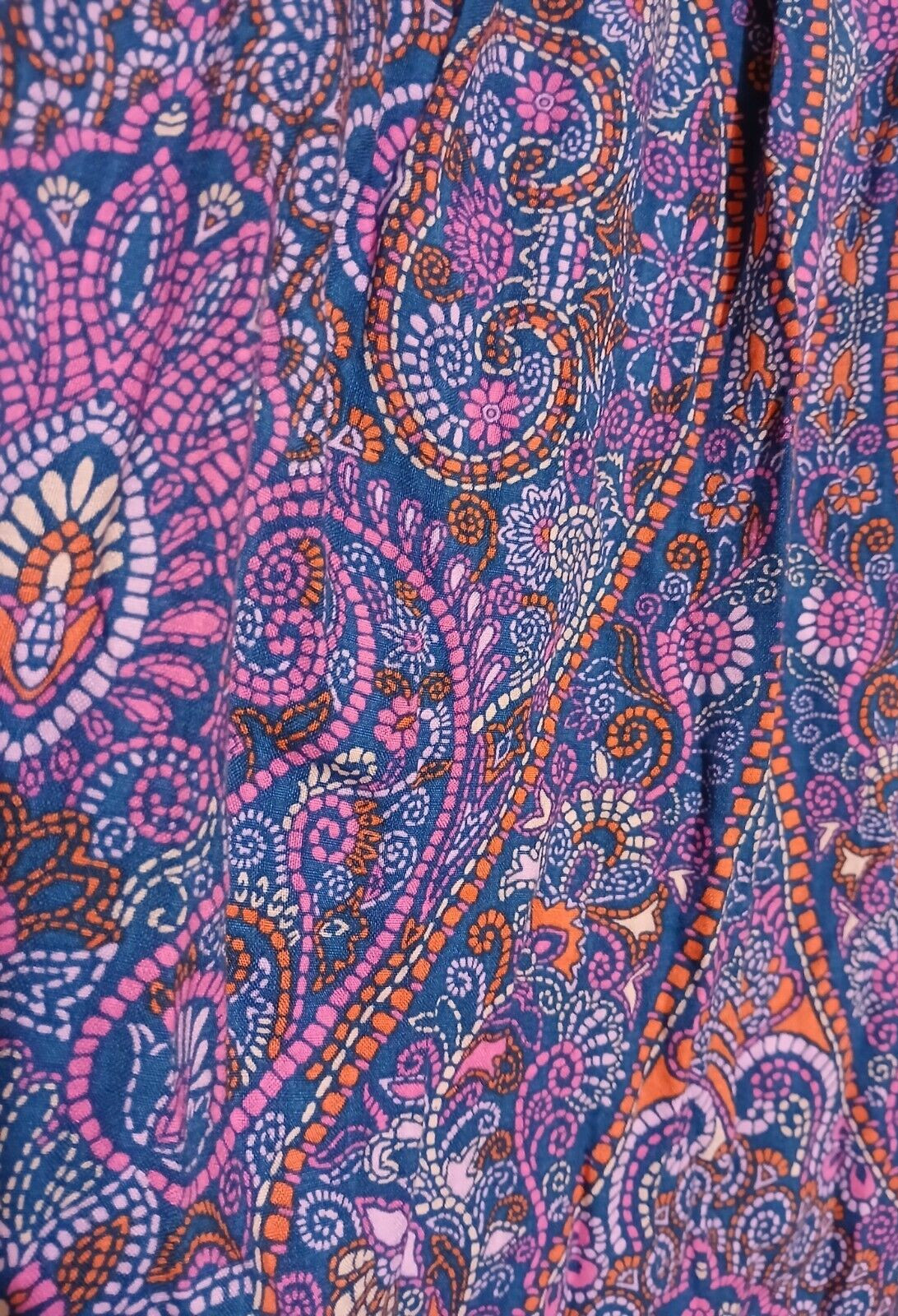 Terra & Sky Shirred Mini Dress Boho Paisley/Blue Comet etc. Sizes 0X, 2X,3X & 4X