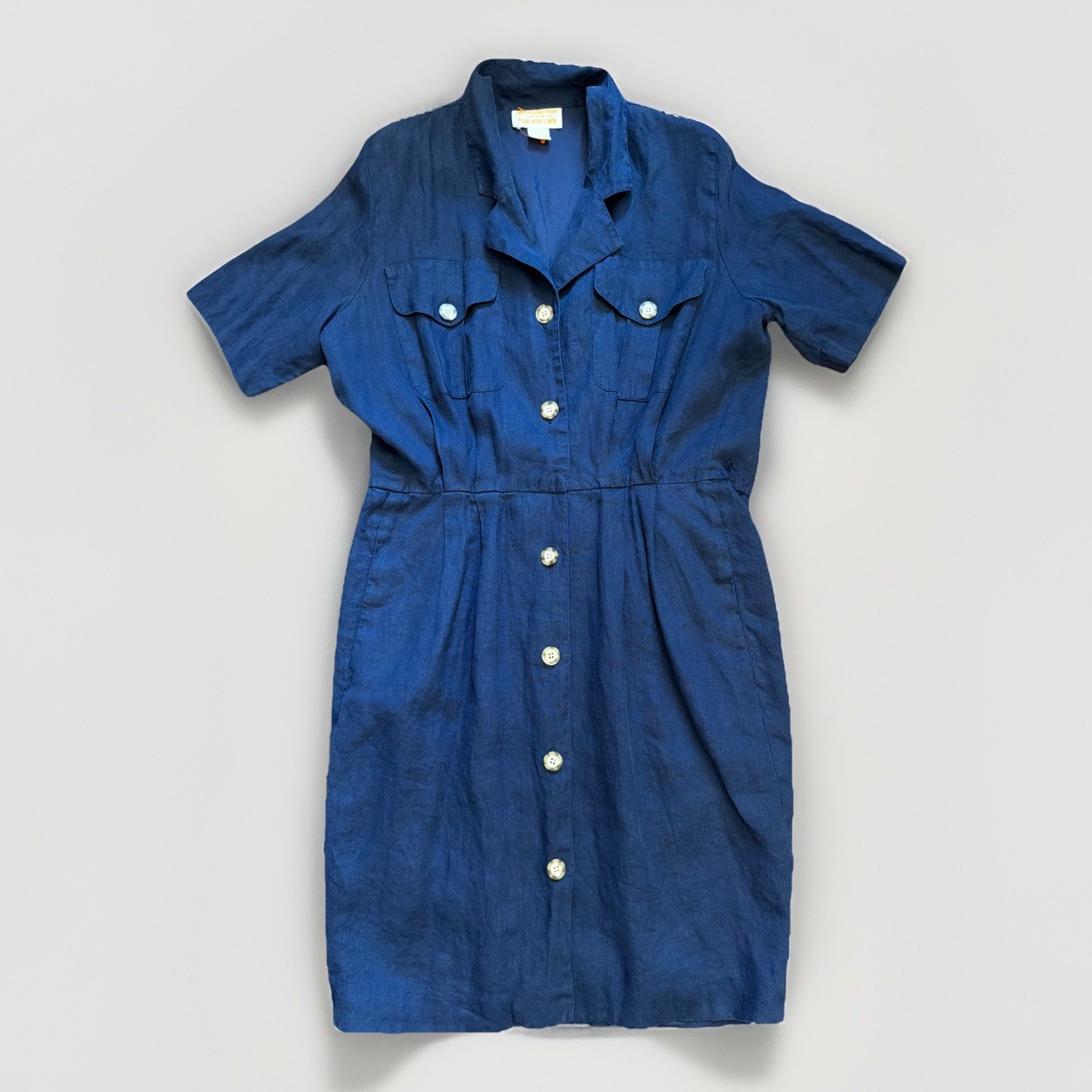 BROOKS BROTHERS Linen Dress Womens Size 8 Button Down Classic Linen Blue