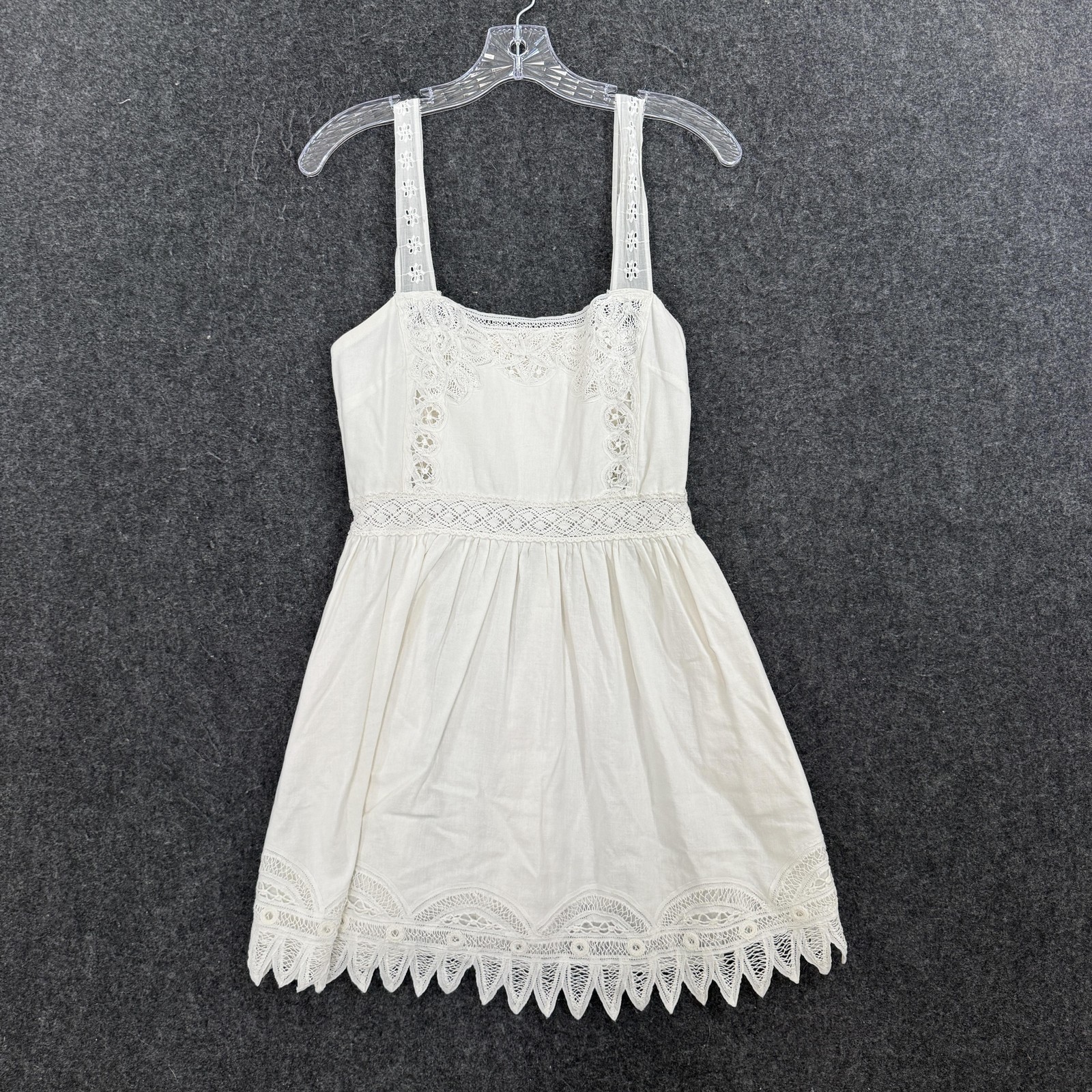 LoveShackFancy Tariah Pinafore Dress Women’s 8 White Eyelet Lace Revolve