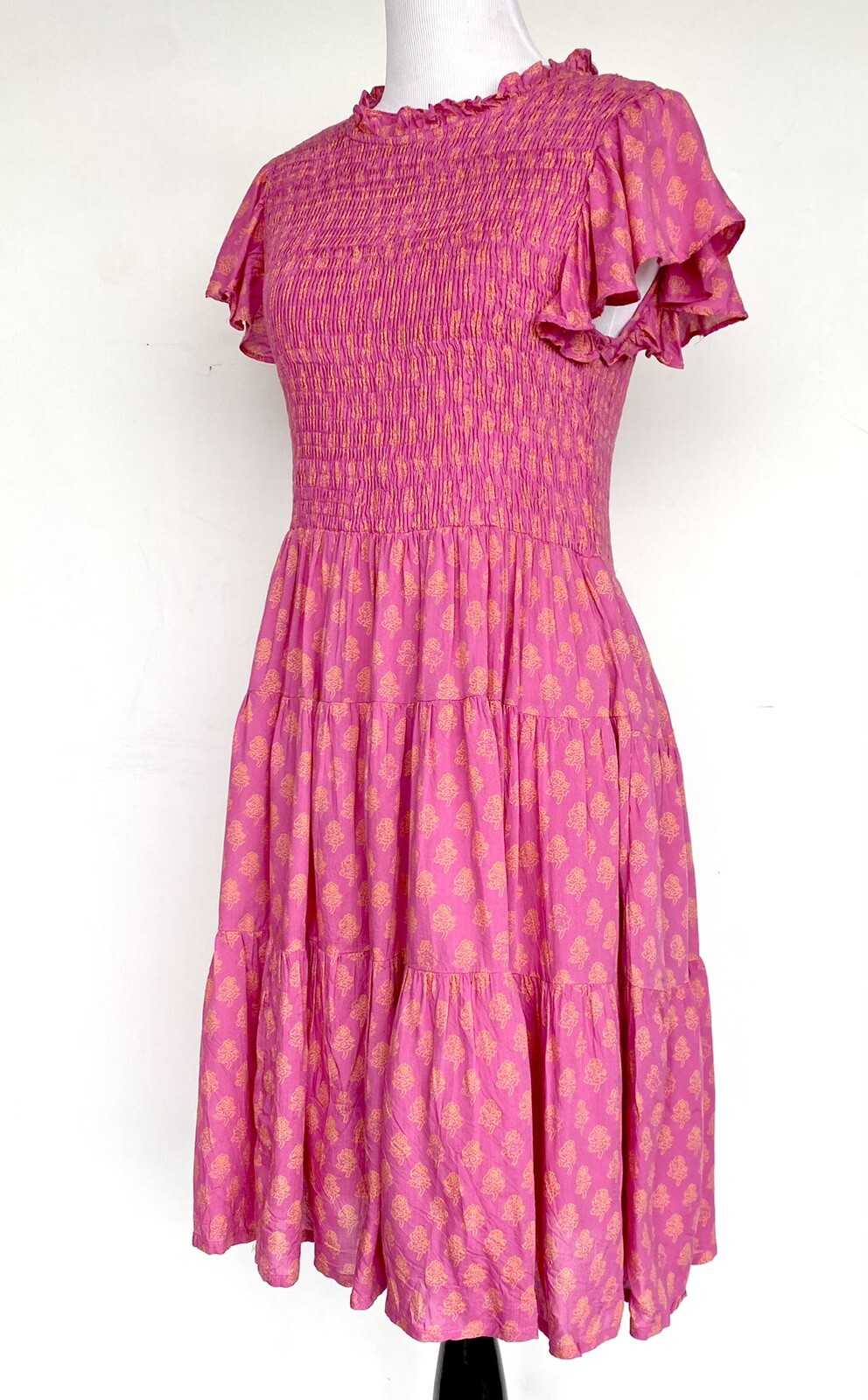 J Marie Mia Rose Smocked Ruched Tiered Dress size XS Retail $168 Price $70 NWT
