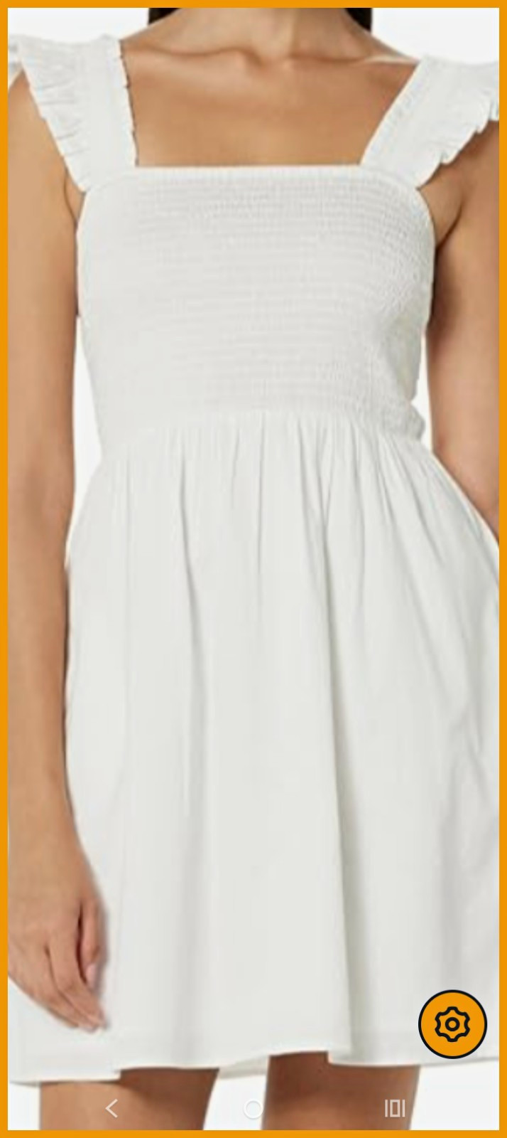 The Drop Kari Mini Dress White XL Smocked Square Neck Ruffle Strap