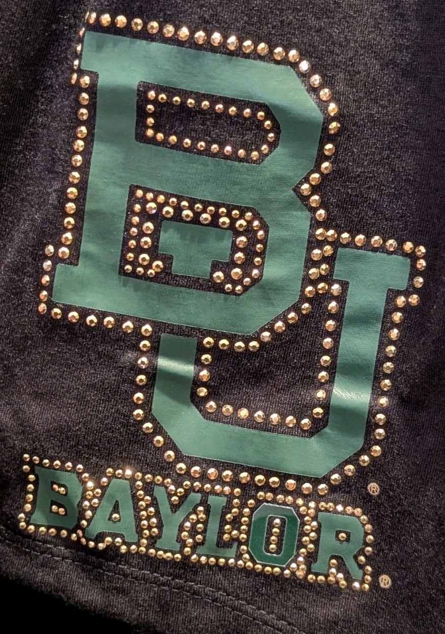 Chicka-D Mini Hi/Lo Black Twisted Strap Dress Baylor University BU Bedazzled NWT