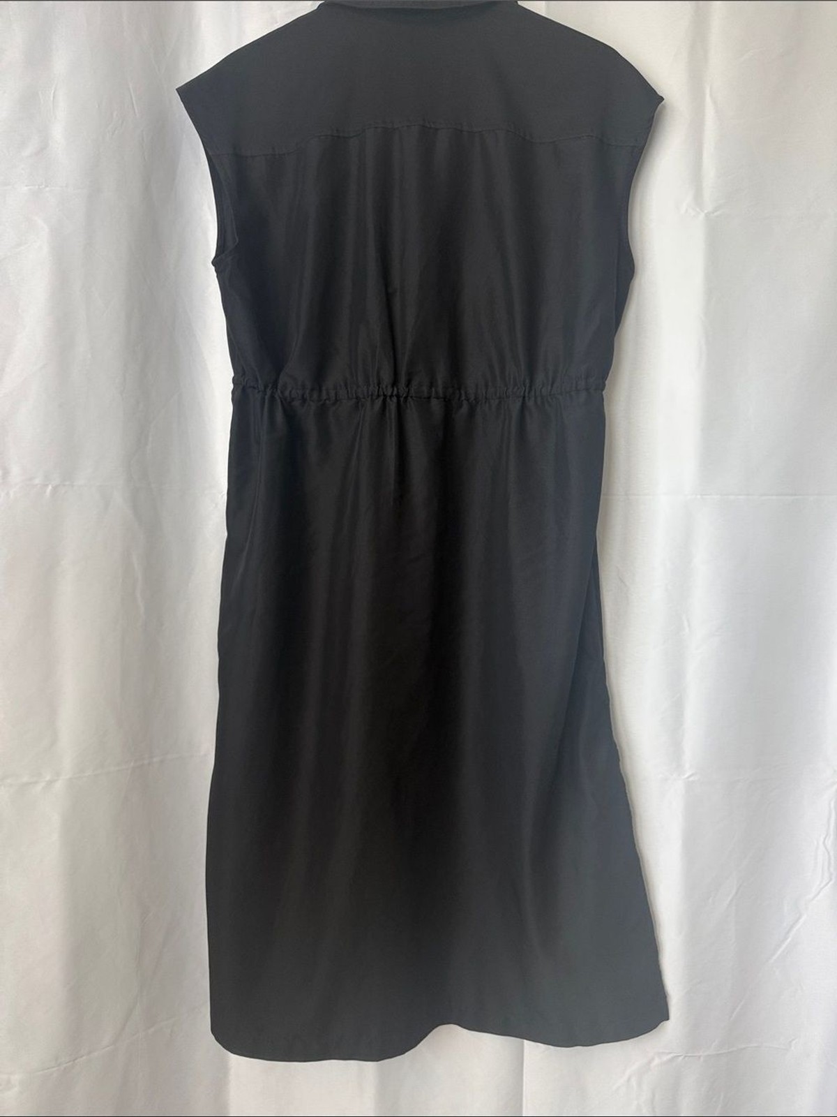 Old Navy Black Button-Front Midi Dress with Drawstring Waist