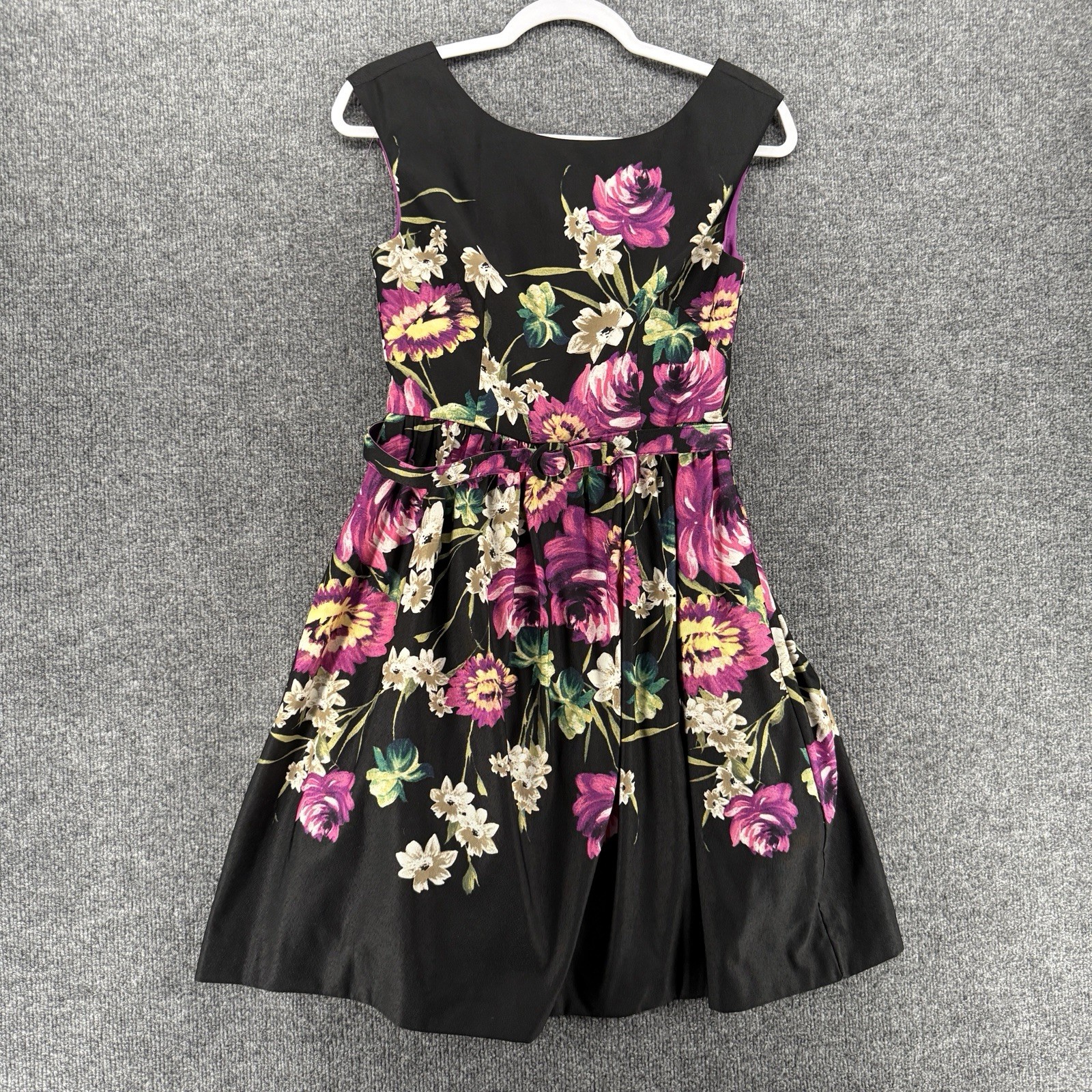 Eliza J Dress Womens 2 Black Purple Floral A-Line Formal Evening Garden Party