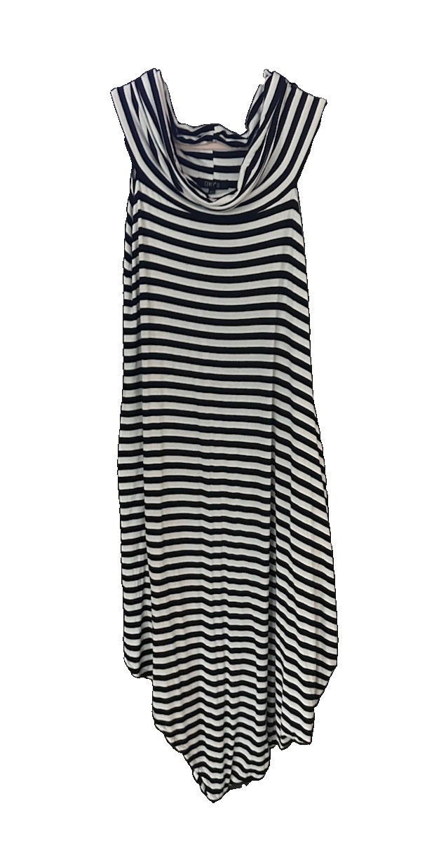 Comfy USA Maxi Dress Asymmetrical Hem, Left Side Pocket, Sleeveless Cowl Neck, S