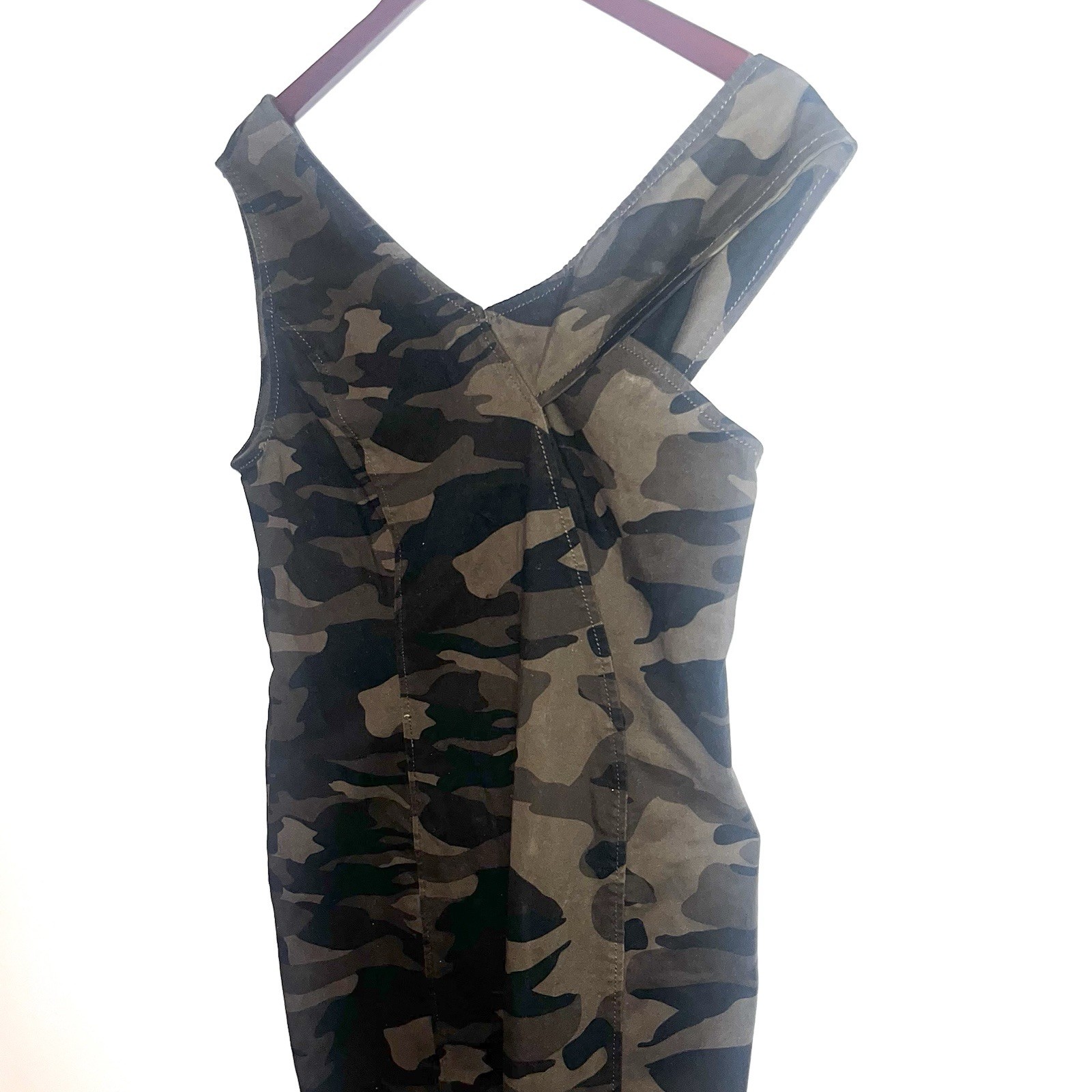 New York & Company One-Shoulder Olive Camo Bodycon Dress Sz Medium