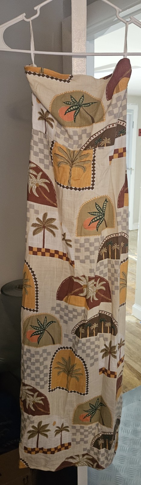 Paper Heart Anthropologie Maxi, Linen Blend Strapless Palm Dress Sz-XS- NWT