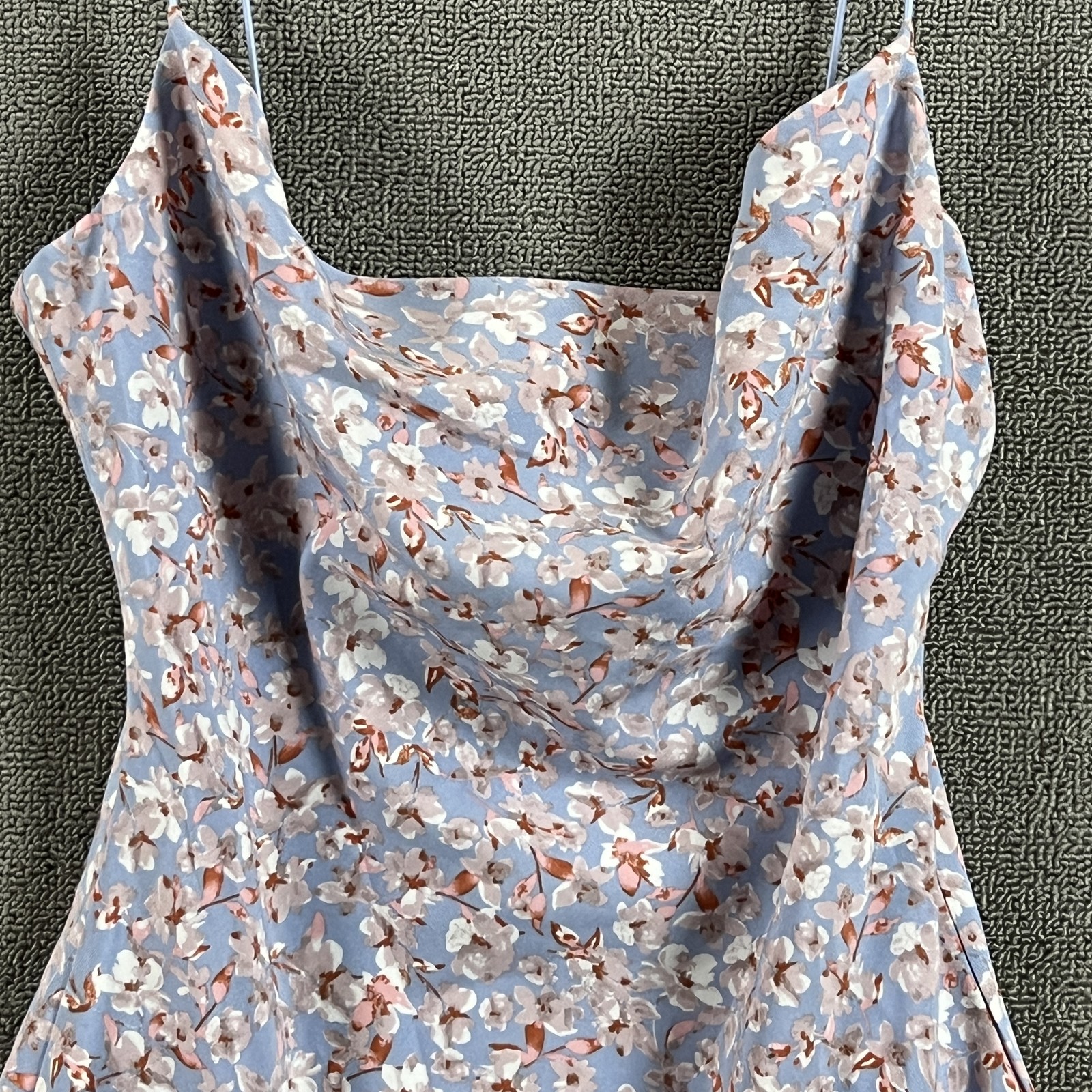 Windsor Dress Womens Small Blue Pink Floral Cowl Neck Mini Sundress Lined