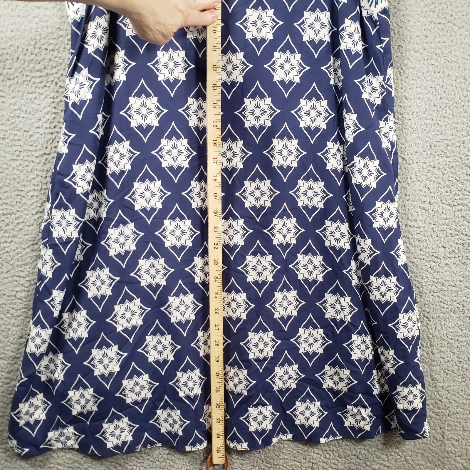 Hatley Mandala Shift Dress Womens Large Blue Keyhole Boho Nautical Coastal