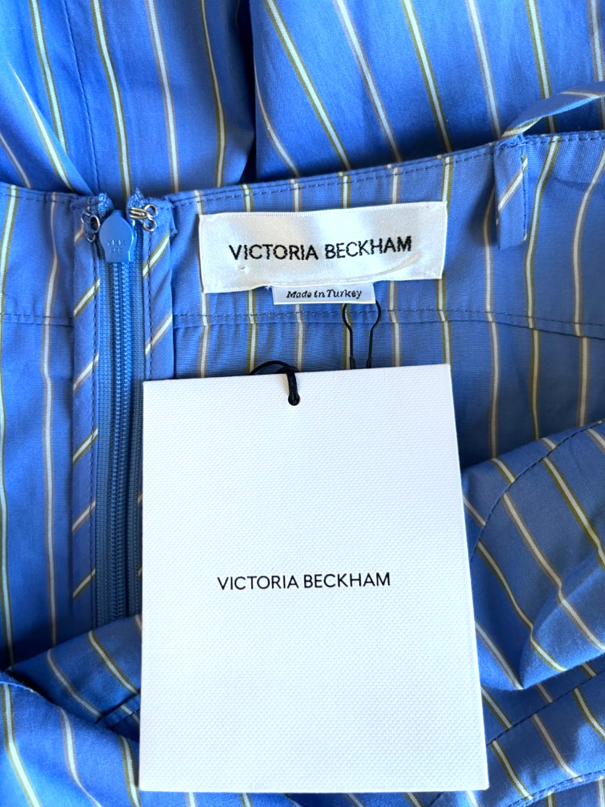 Victoria Beckham Striped Cotton-poplin Midi Dress Sz UK 10/US 6 Blue Euro Summer