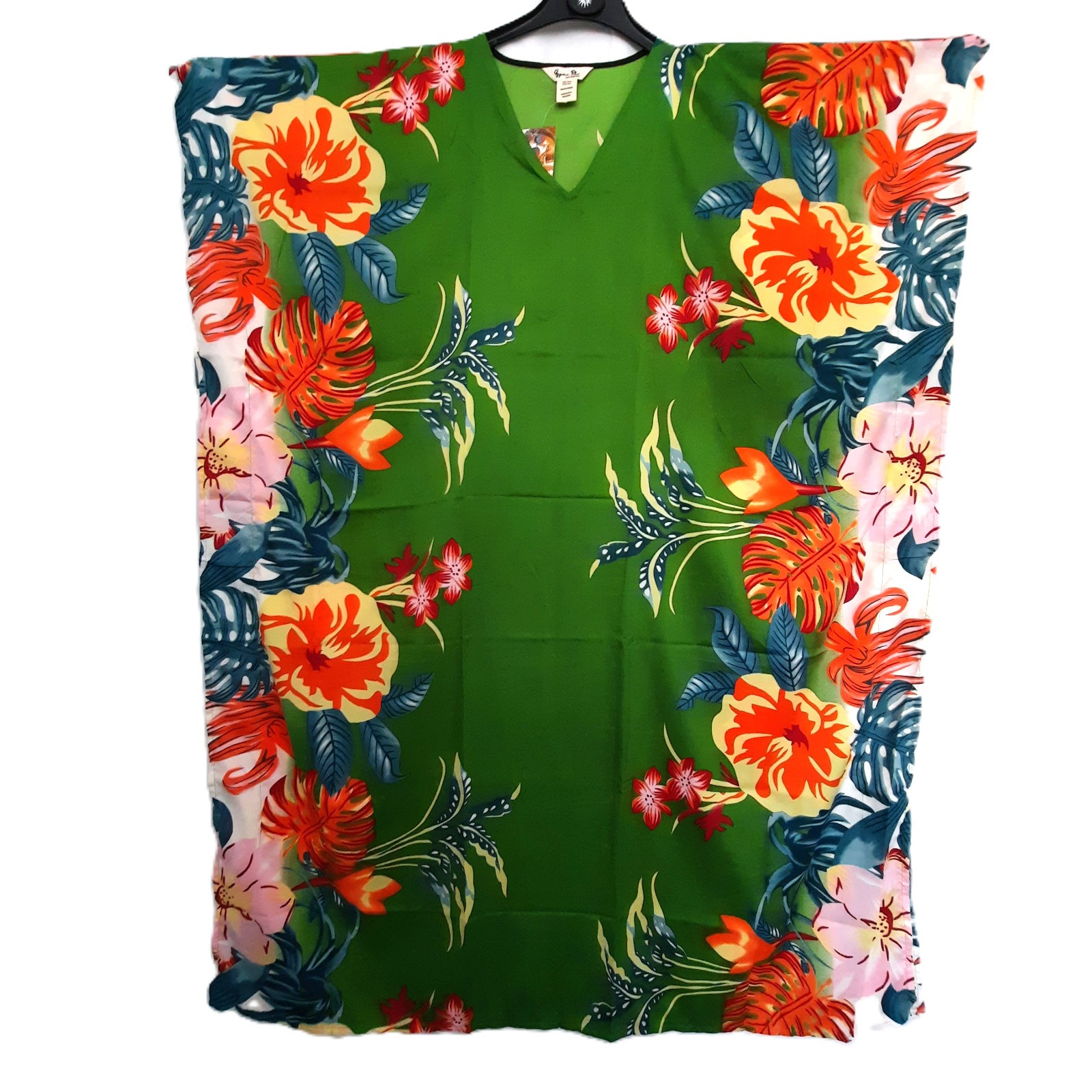 Gypsie Blu Caftan Long Dress One Size green orange blue floral Plus 3X 2X 1X NEW