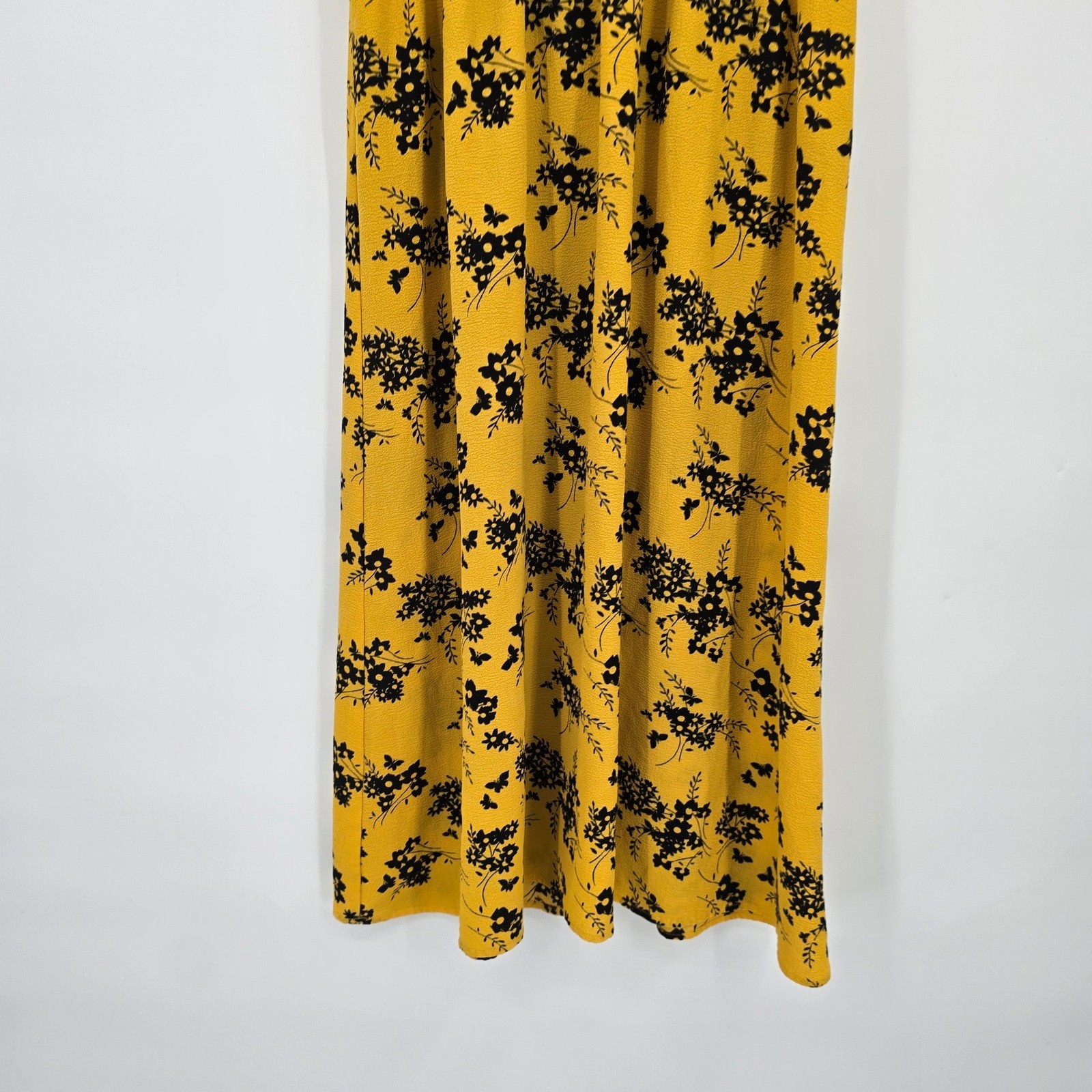 MICHAEL Michael Kors Womens Yellow Floral Butterfly Midi Dress Size Small