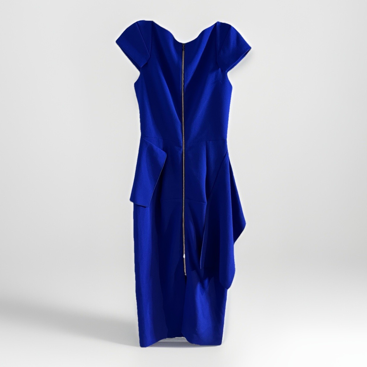 Roland Mouret Aldingham Asymmetric Crepe Peplum Blue Dress 4