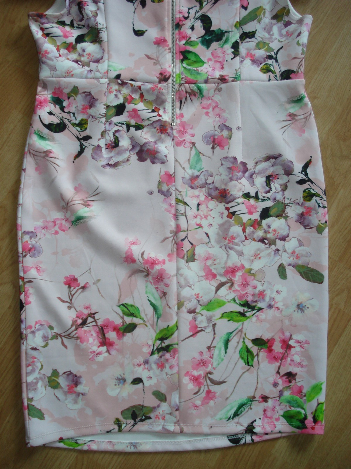 VERY PINK FLORAL OFF SHOULDER ZIP SLEEVELESS POLY/ELASTANE UK 14
