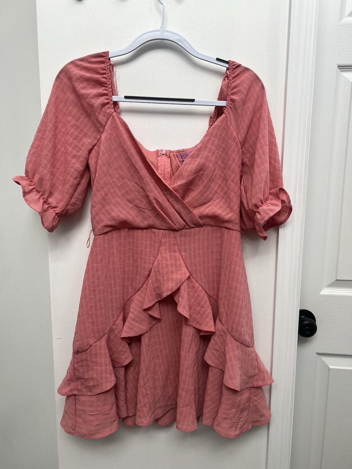 Miami For Francesca’s Womens Pink Puff Sleeve Dress Pink Size Small NWT