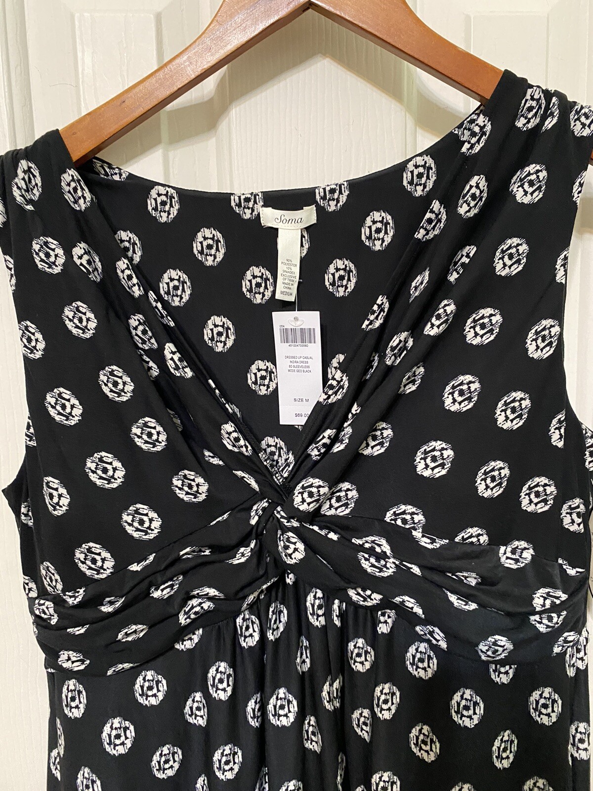 SOMA black INDIRA Soft Jersey V-neck Cross over sleeveless dress sz M NWT $69