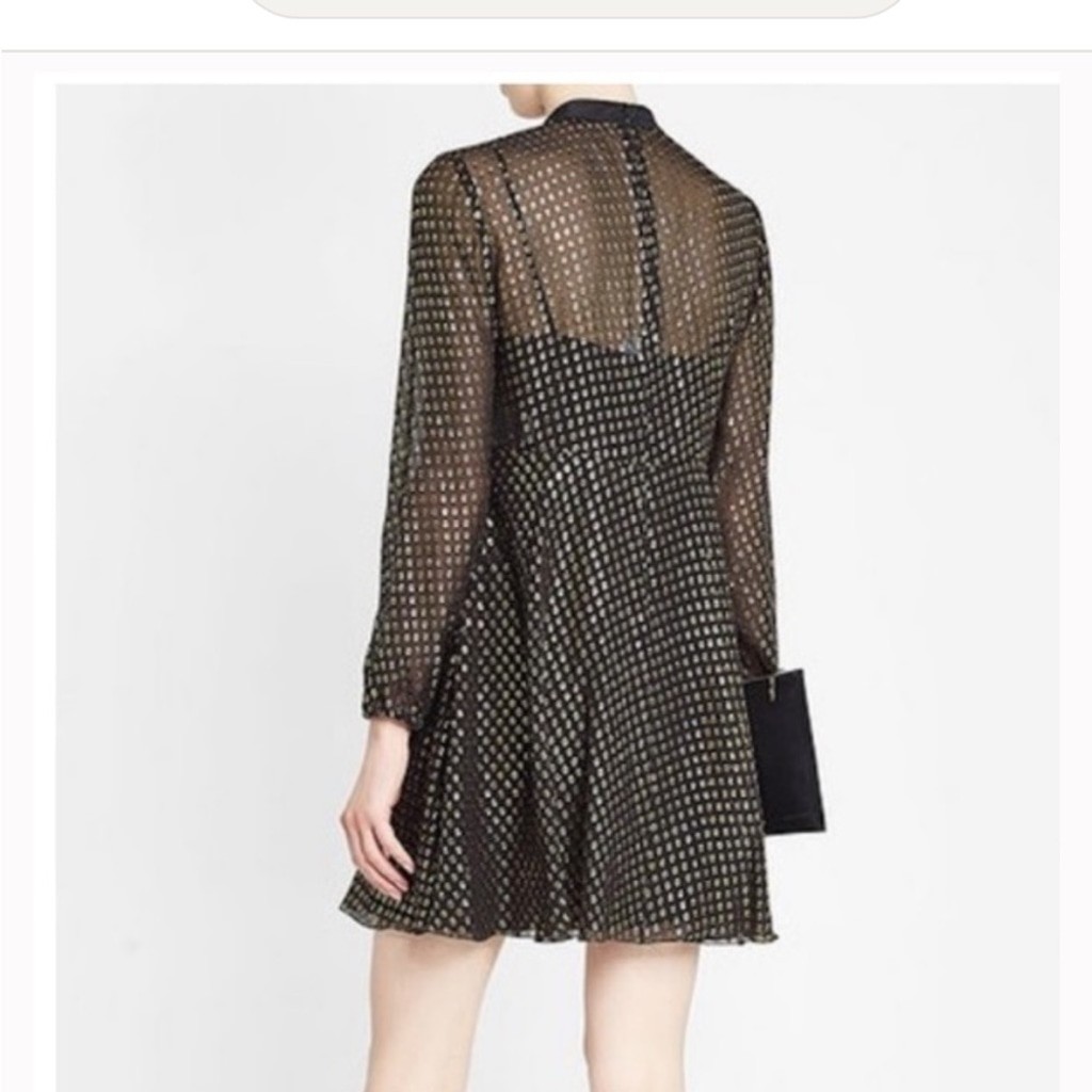 RED Valentino Black and Gold Bishop Sleeve cocktail dress pussybow