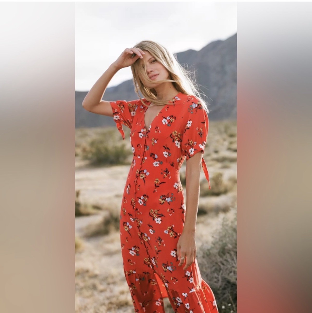 Anthropologie Maeve Eudora Orange Floral Midi Dress Size 4
