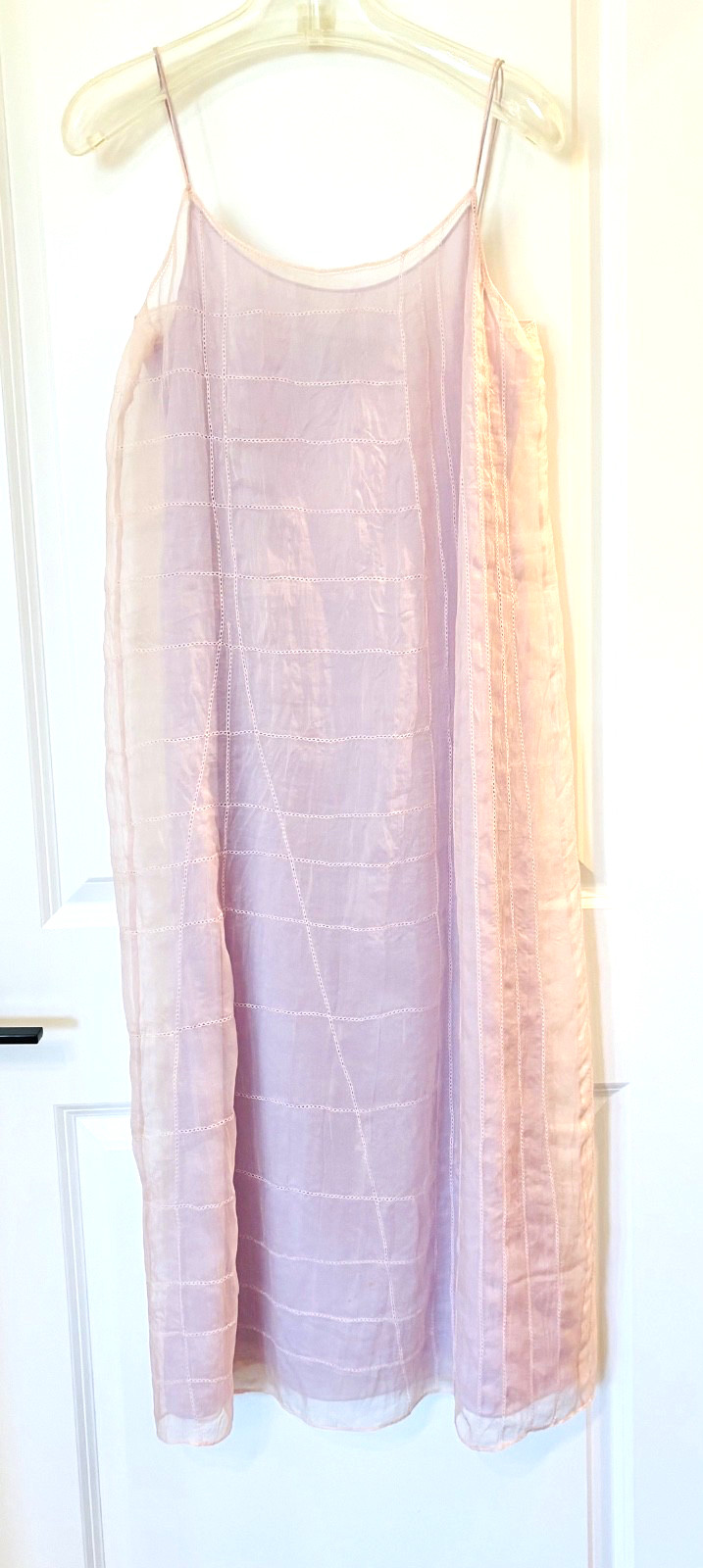 BEAUTIFUL VINTAGE PERFECT DKNY 90’S PALE PINK SILK MIDI SHIFT DRESS-SZ. 4