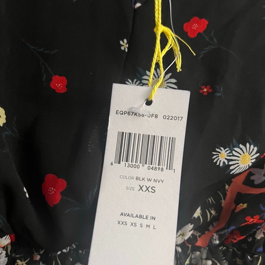 BCBGeneration Boho Floral Slip Mini Dress Black XXS NWT