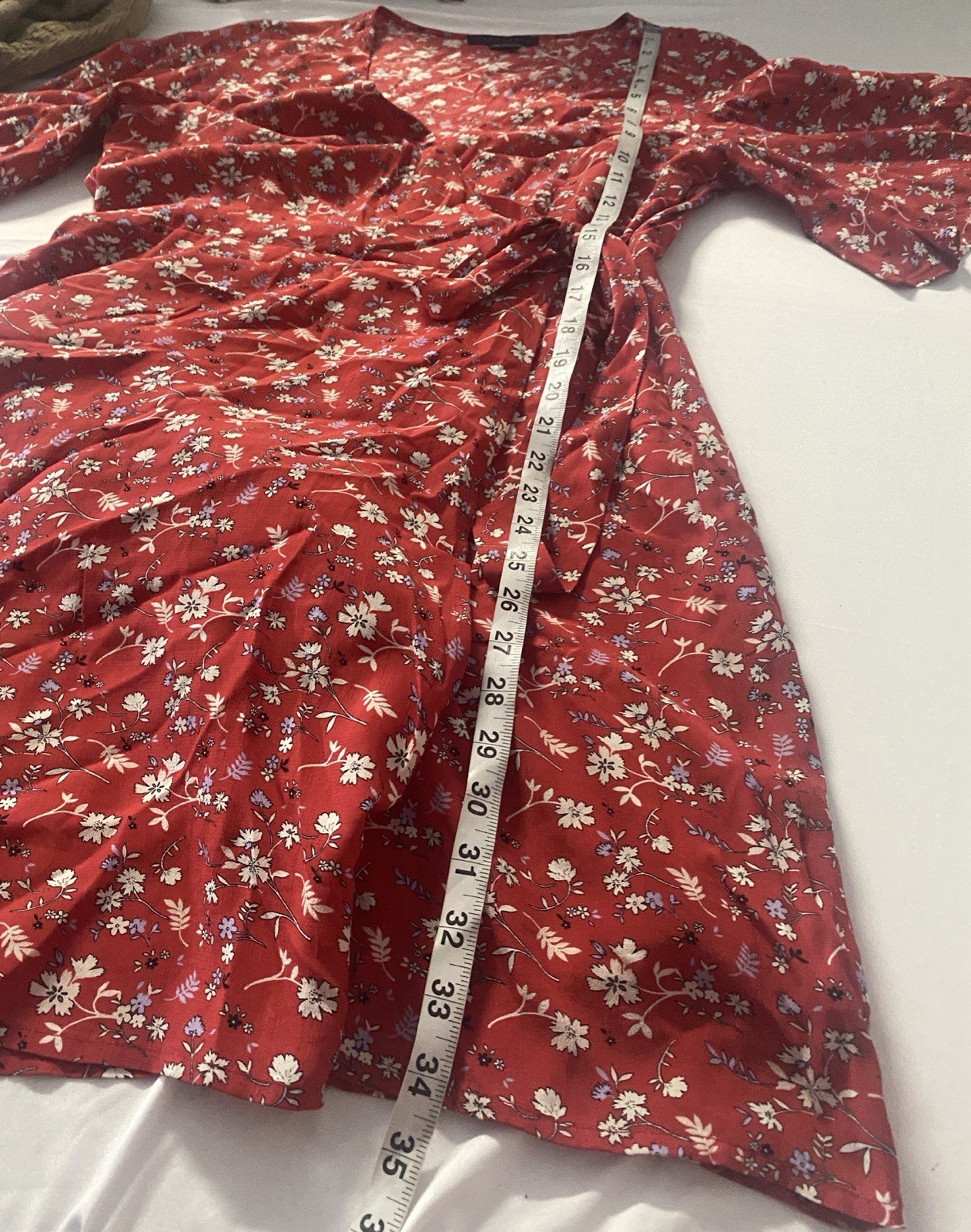 Sanctuary Women’s Floral Spring Red Cottagecore Faux Wrap Dress Size Medium