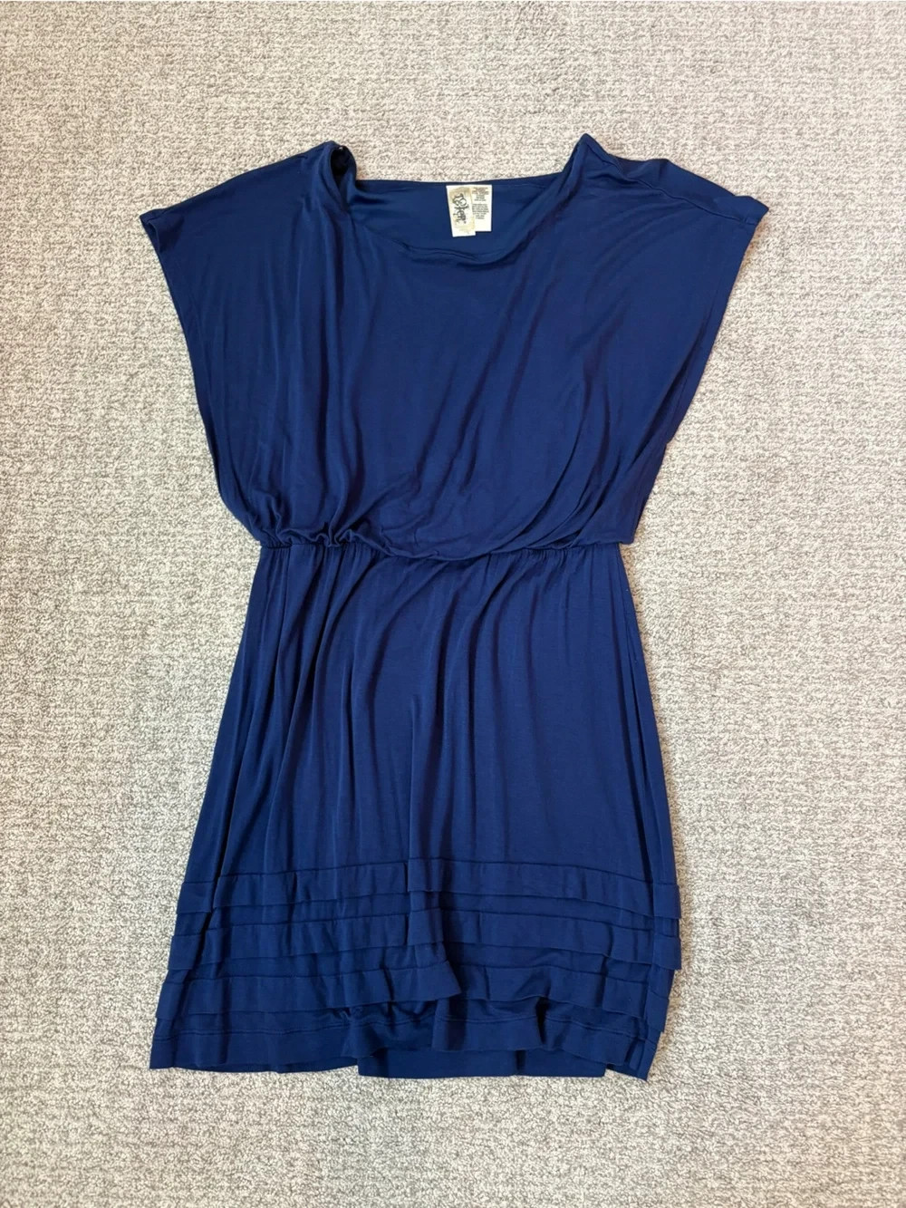 L8ter Women’s Navy Short Sleeve Gathered Mini Dress Size Large