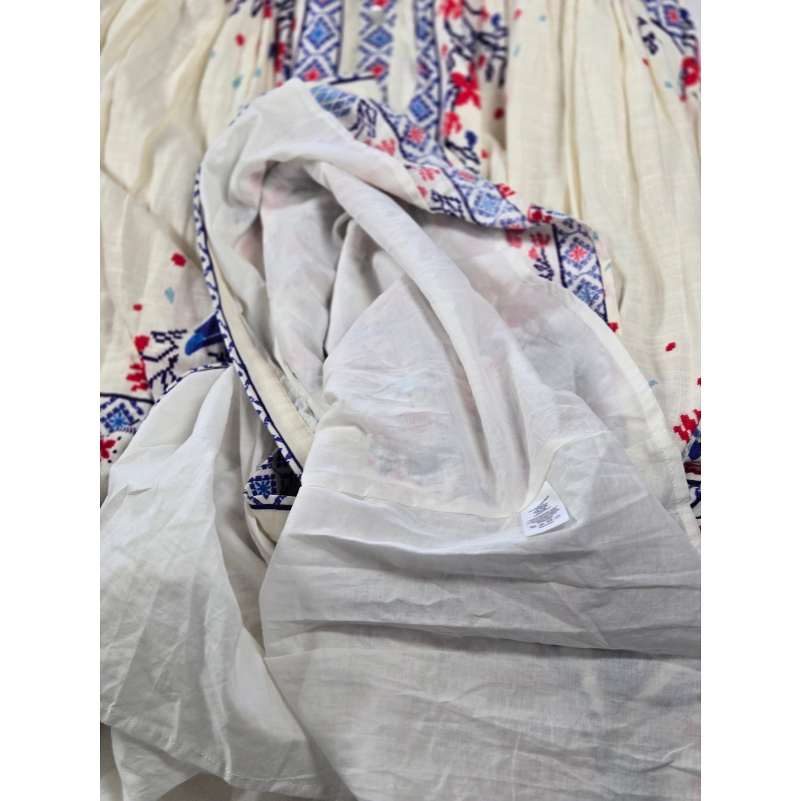 1 STATE Rayon Linen XL Geometric Floral Button Down Open Back Maxi Dress Cream