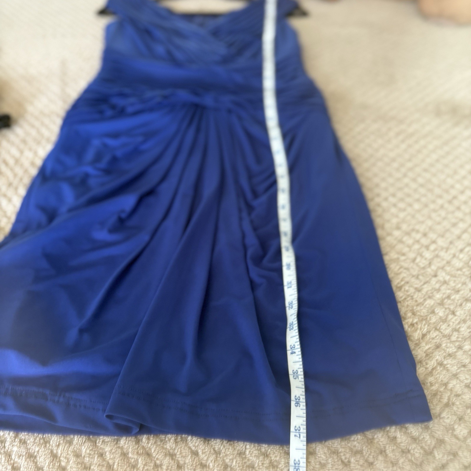 Tadashi Shoji Royal Blue Pleated Layered Sheath Bodycon Dress Blue Small