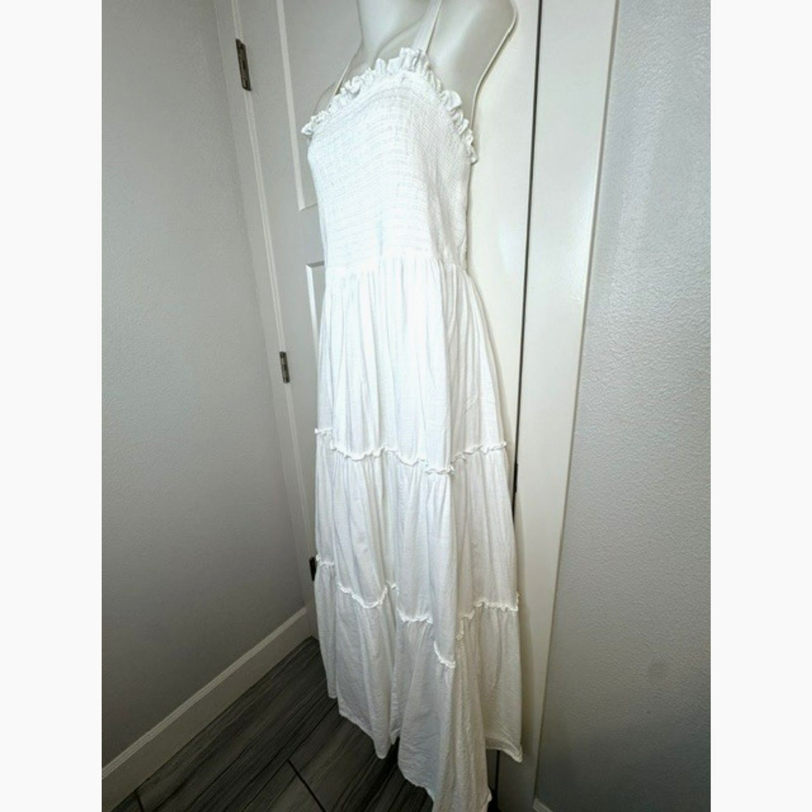 MOD CLOTH MODCLOTH BOHO ON THE RANGE WHITE COTTON BLEND MAXI DRESS PLUS SIZE 1X