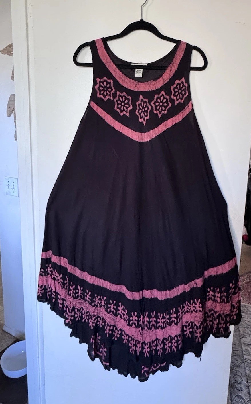 YOUNG USA Floral Pattern Maxi Sleeveless Dress Black Pink One Size Fits Most