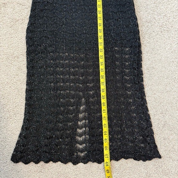 Guess Alina Lurex Halter Neck Crochet Midi Dress Black Metallic M