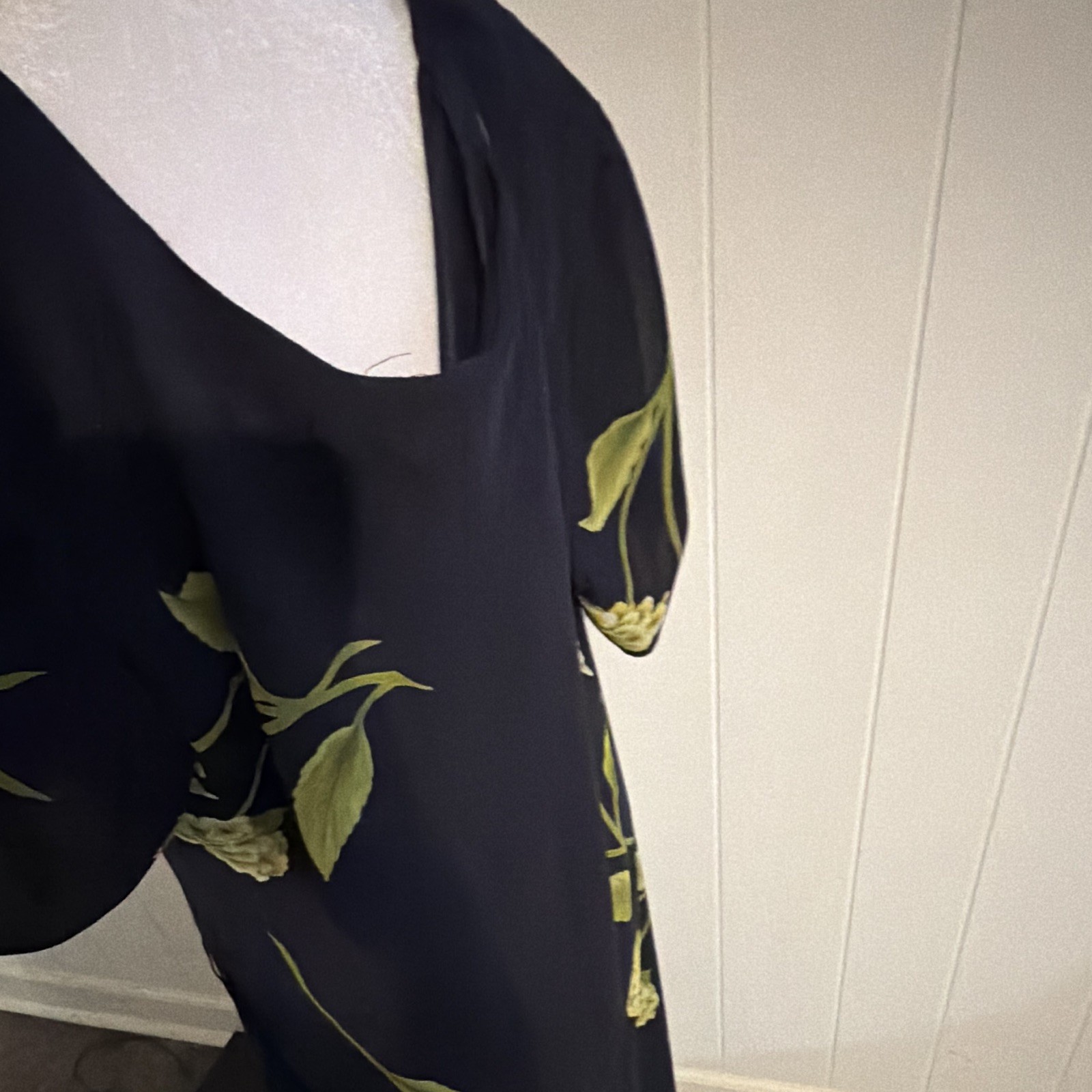 Jessica Howard Woman Womens Plus 20 Black Green Floral Maxi Dress Scoop Neck