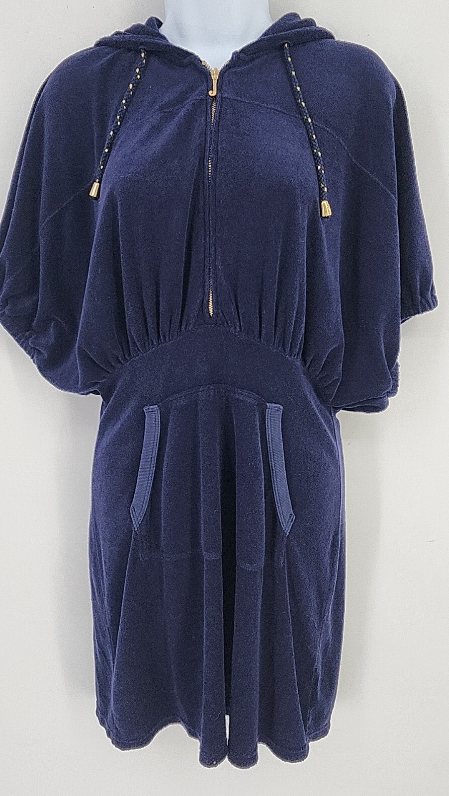Juicy Couture Velour Hoodie Dress Women’s Small Kangaroo Pocket USA Made Y2K