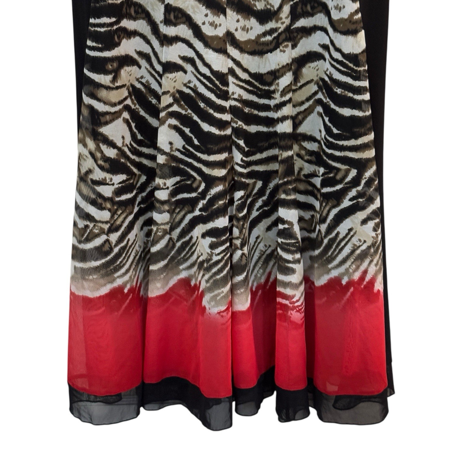 Picadilly Sleeveless Animal Print V-Neck Midi Dress Women’s M Black Red