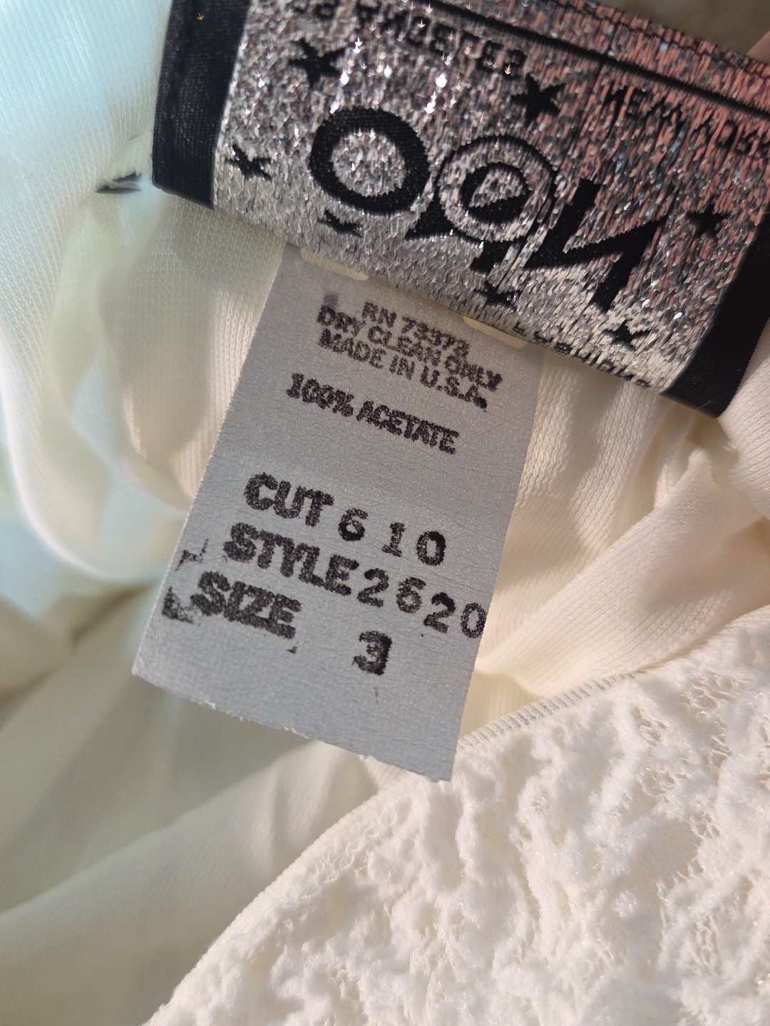 Vtg NOS ONON 80s Lace Sequins 100% Acetate Dress Formal Small Sz 3 USA Made NWT