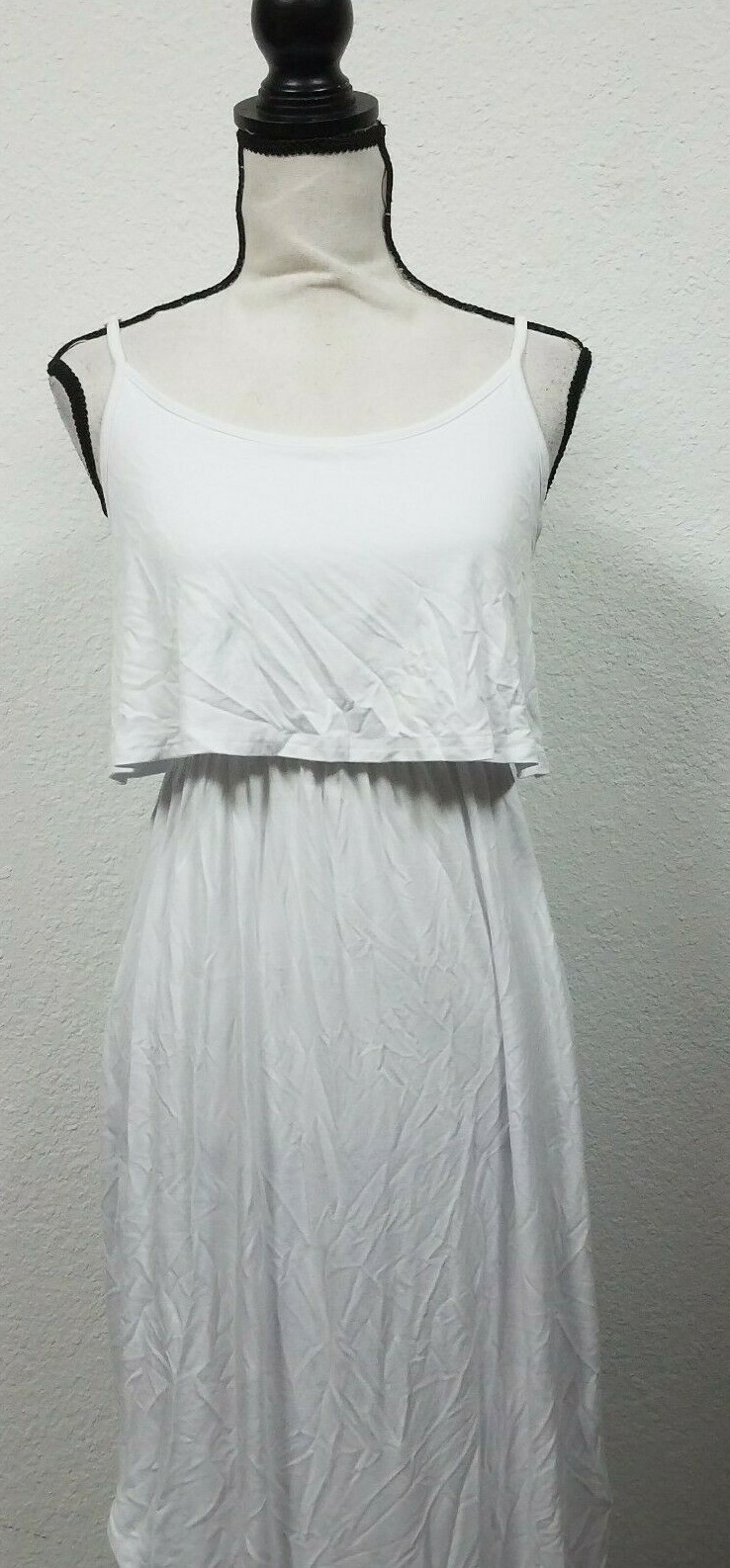 LILBETTER Women’s Adjustable Strappy Split Casual Midi Dress, White, Small