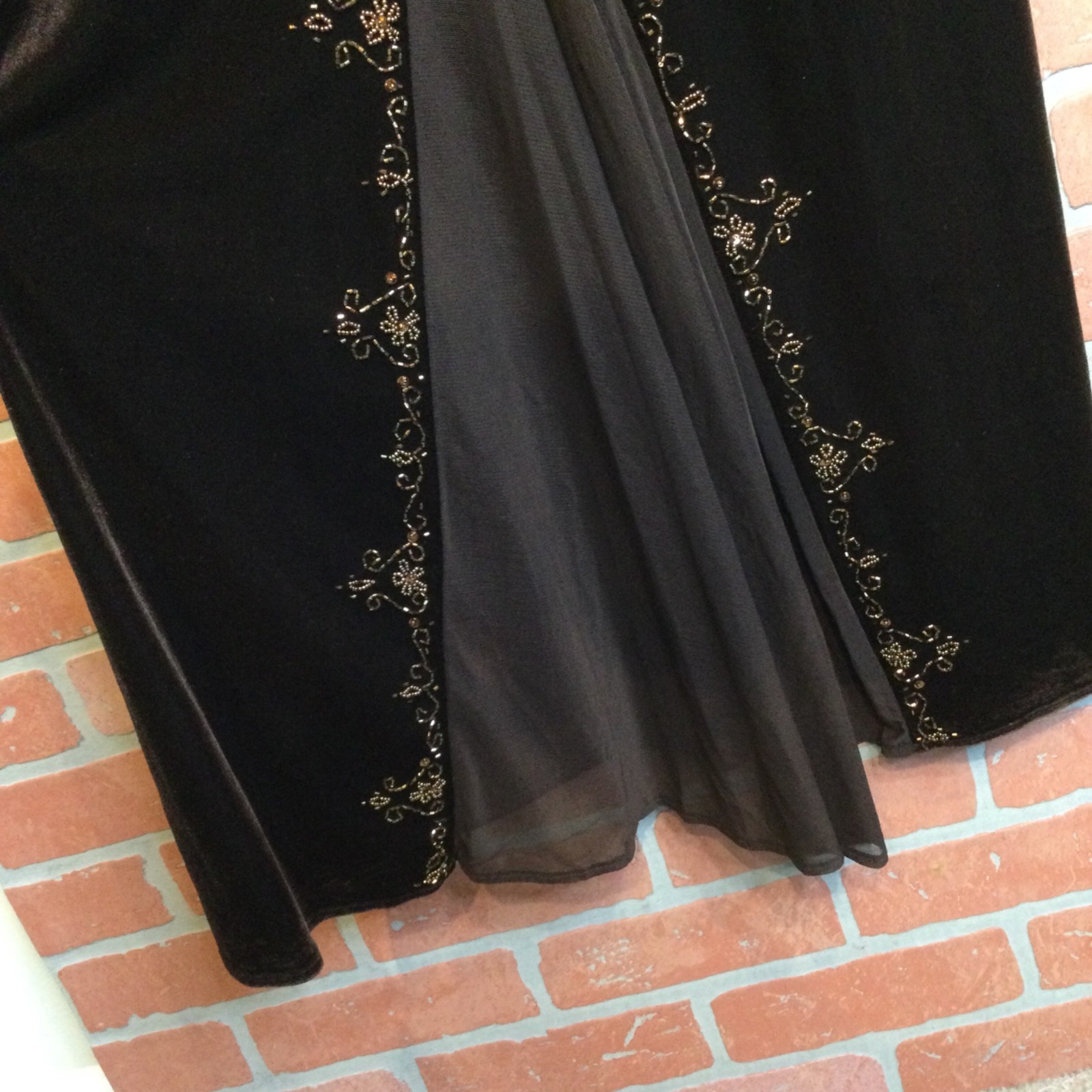 90s Y2K Dave & Johnny Brown Evening Dress 3/4 Beaded Babydoll Spaghetti Strap