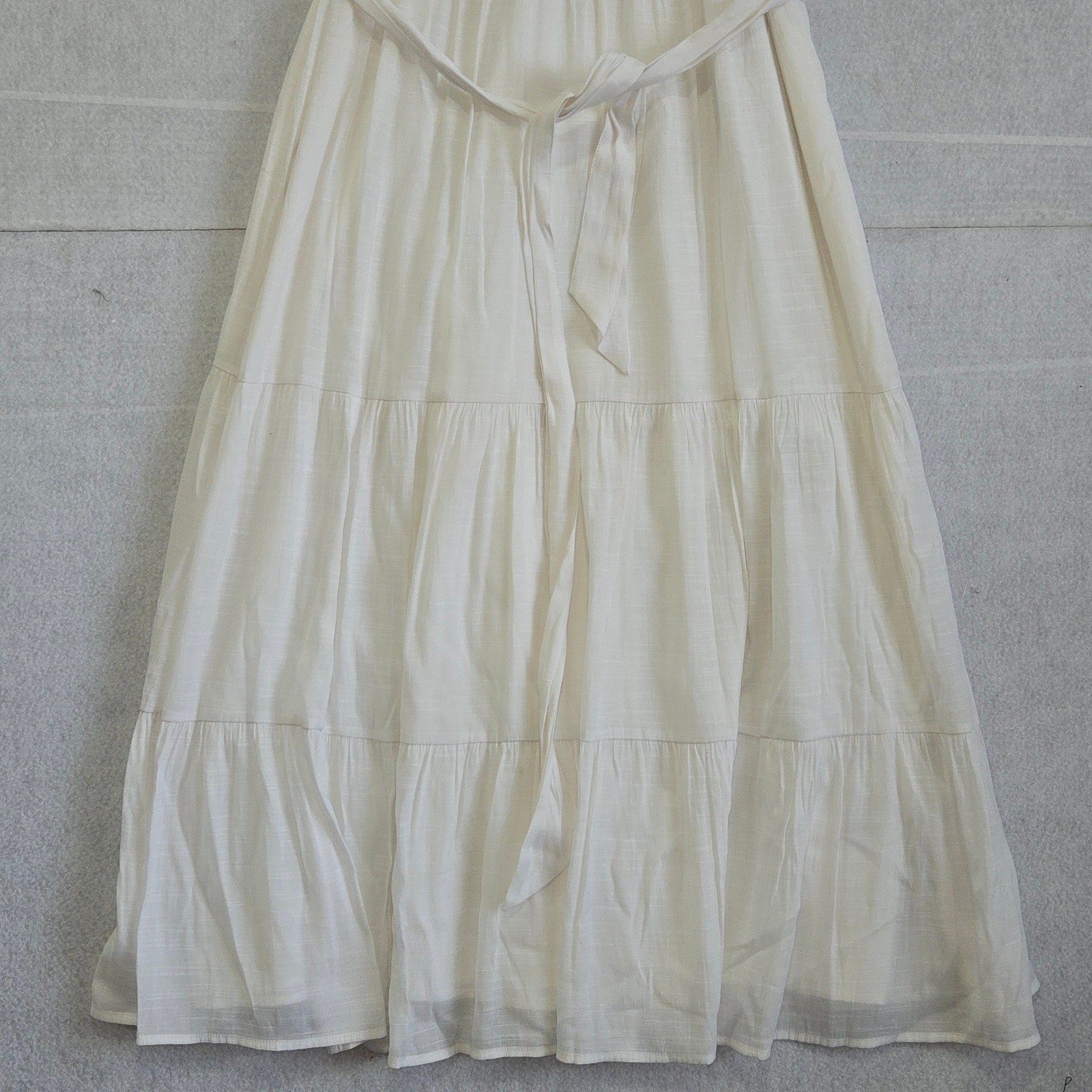 Banana Republic cream Halter Tiered Maxi Dress Textured Cotton Size S