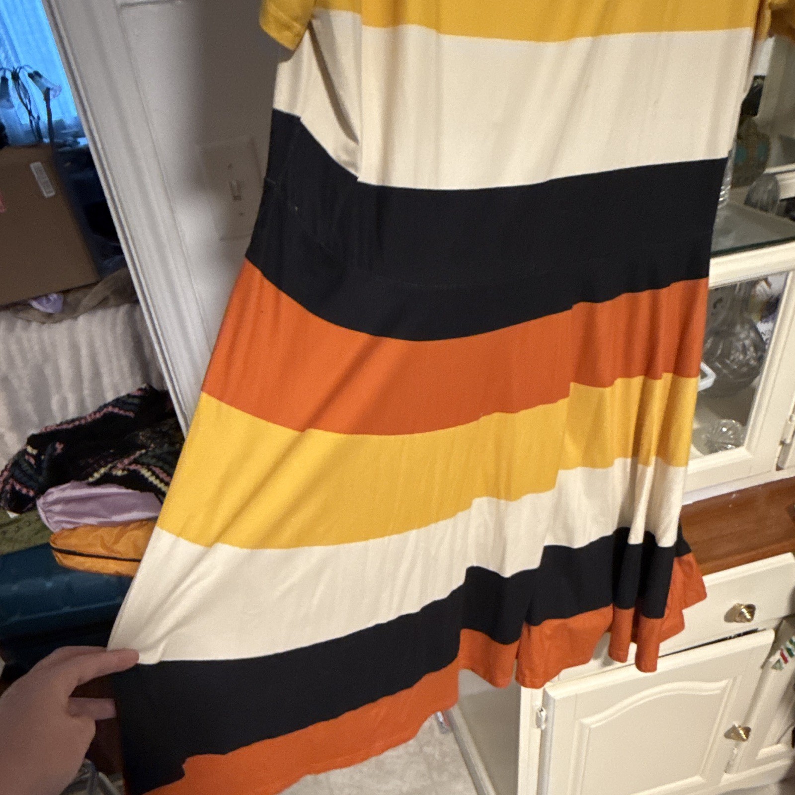 Unique Vintage Plus 4X Orange/Yellow Striped Knee Dress Halloween Summerween