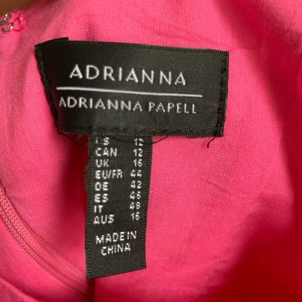 NWT Adrianna Papell Square Neck Bubble Hem Dress Pink/Fuchsia Size 12