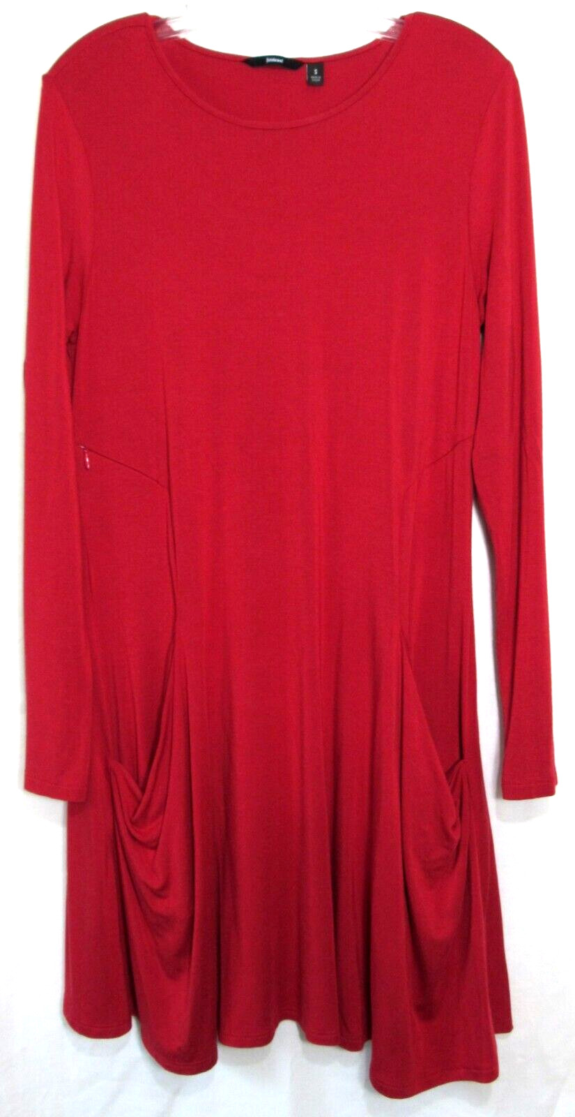 Betabrand Red Long Sleeve Zip Pocket Travel Tunic Dress Size Small EUC