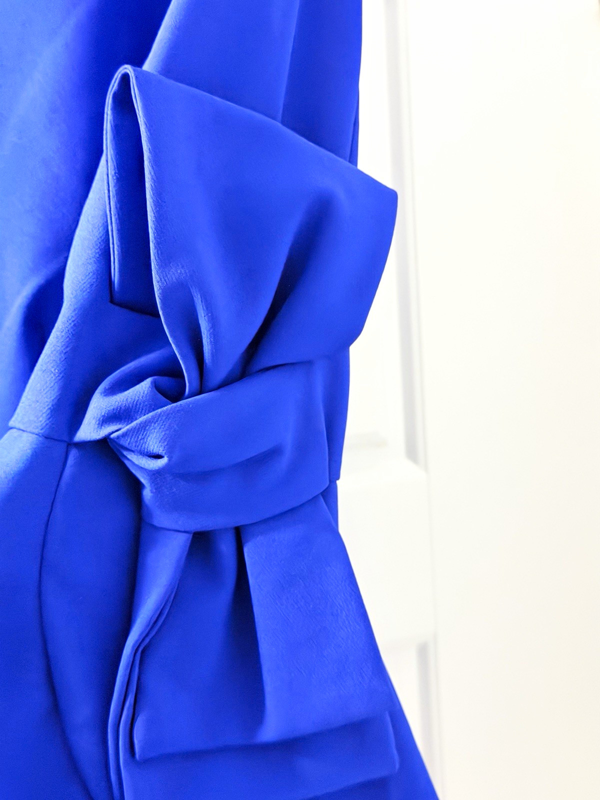 Antonio Melani Blue Solid Long Jumpsuit Bow Accent Zip Closure Size 6