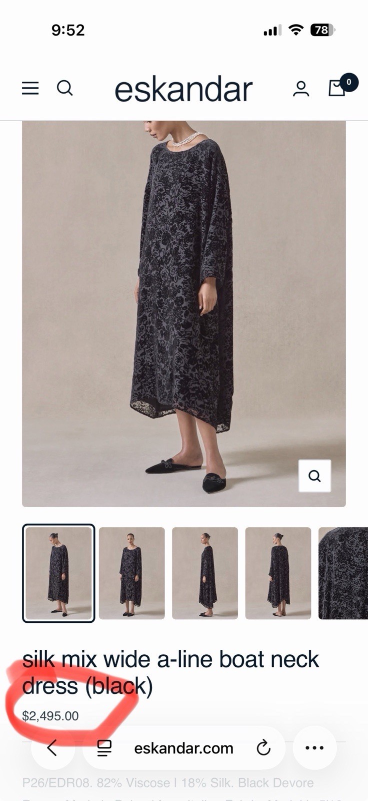 Eskandar Black Silk Blend Devore A-Line Dress Size 2 Layered