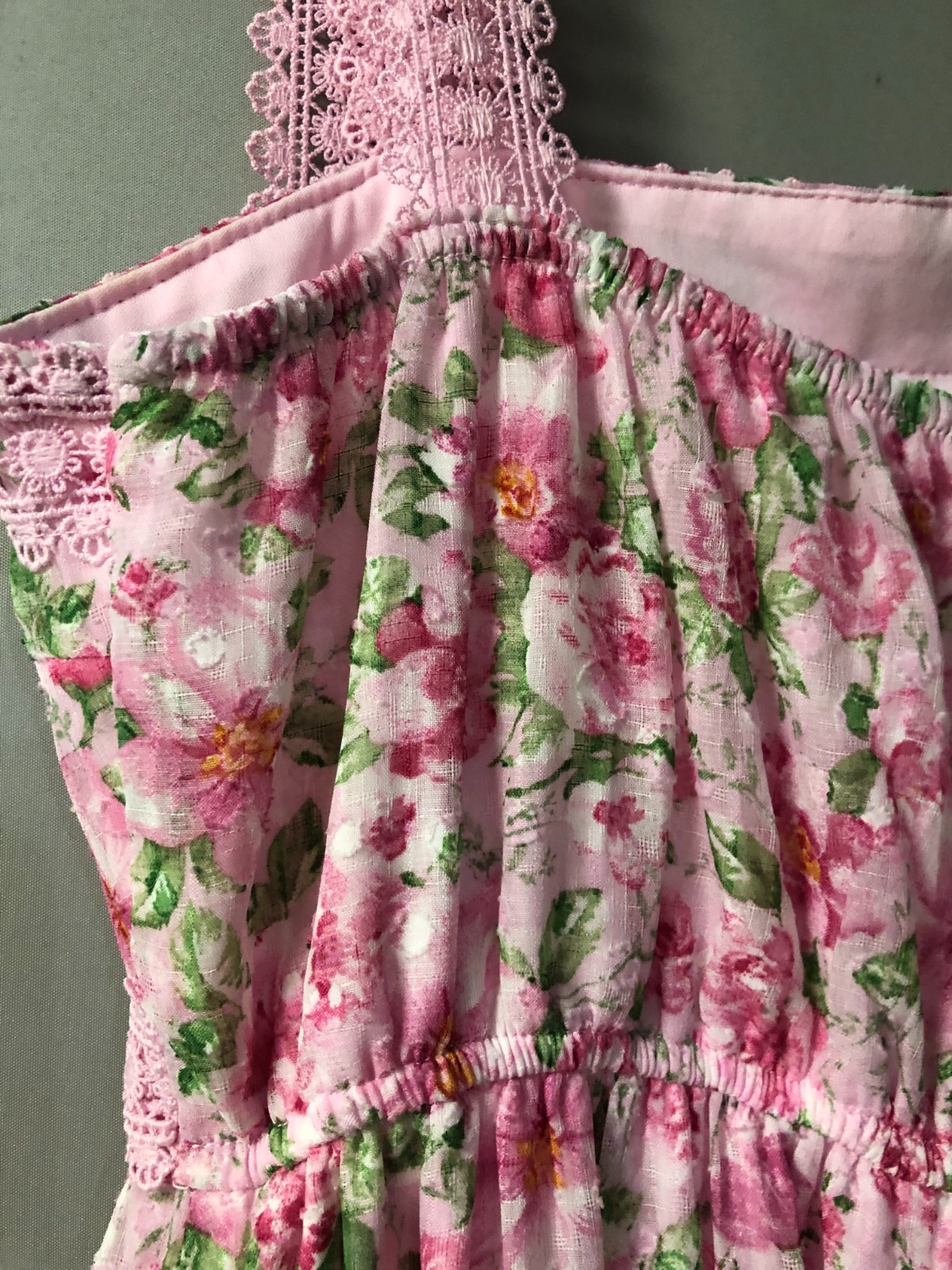 Size Medium By The River Pretty In Pink Floral & Lace Maxi Dress