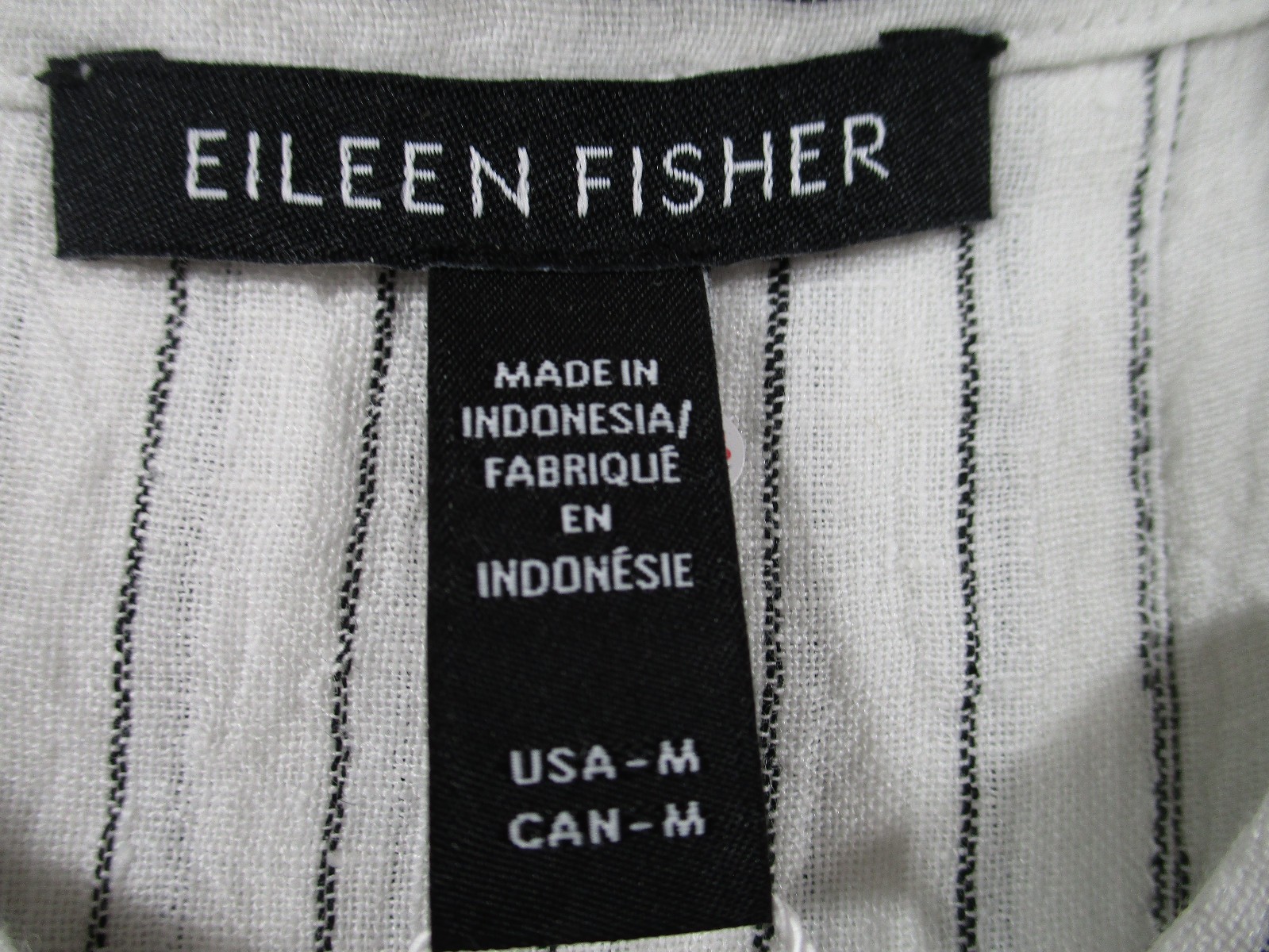 -NWT Eileen Fisher Mandarin Collar Maxi Dress Puckered Organic Linen Women Sz M